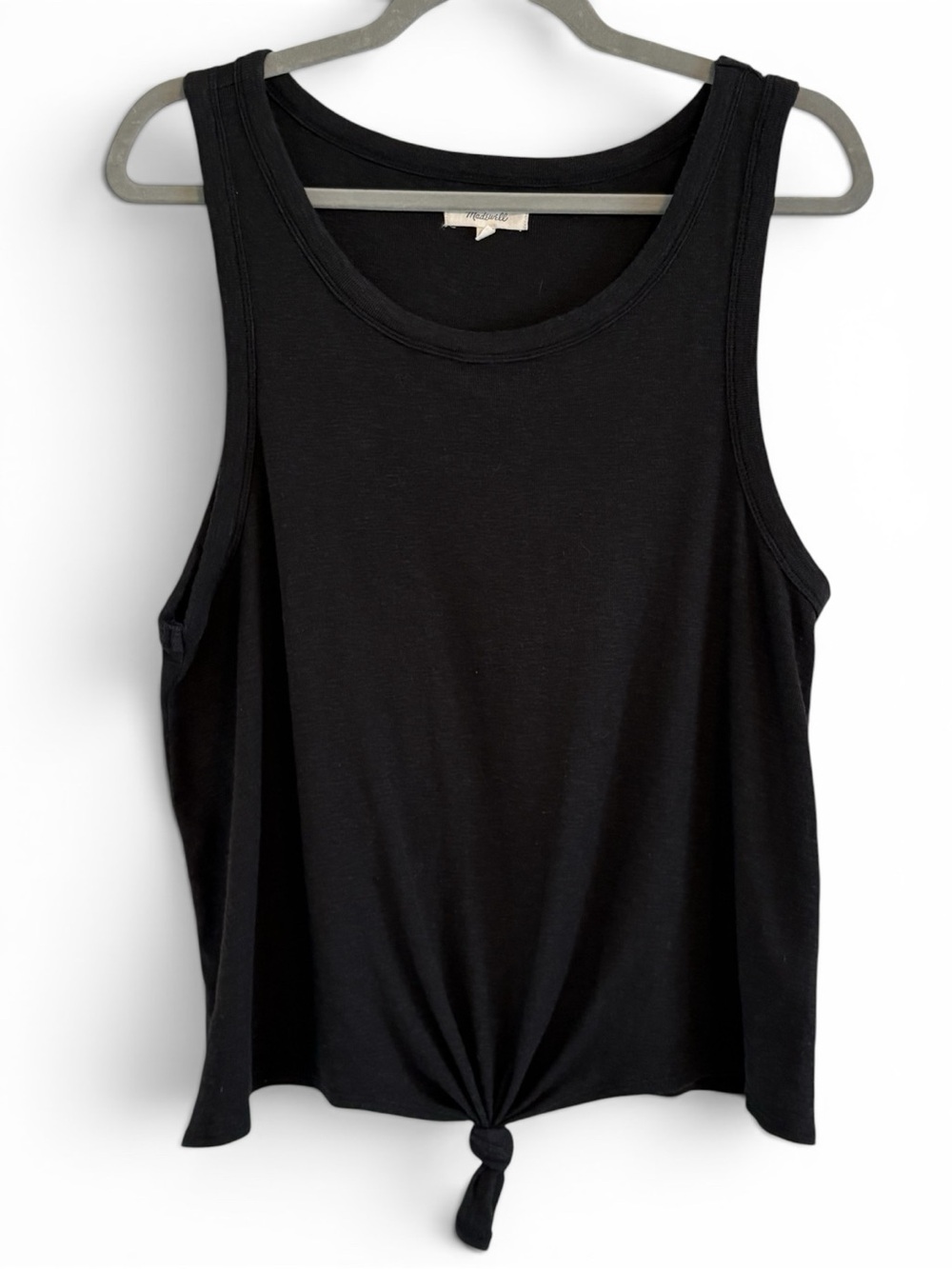 Madewell Black Knot-Front Tank Top | Cotton Modal Blend | Size XL